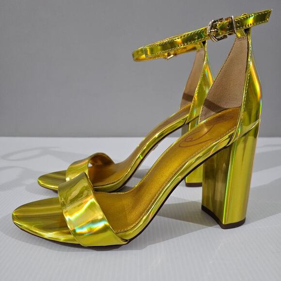 Sam Edelman Yaro Block Heel Sandal Womens 8 Metallic Gold Evening Wedding Party - Picture 13 of 13